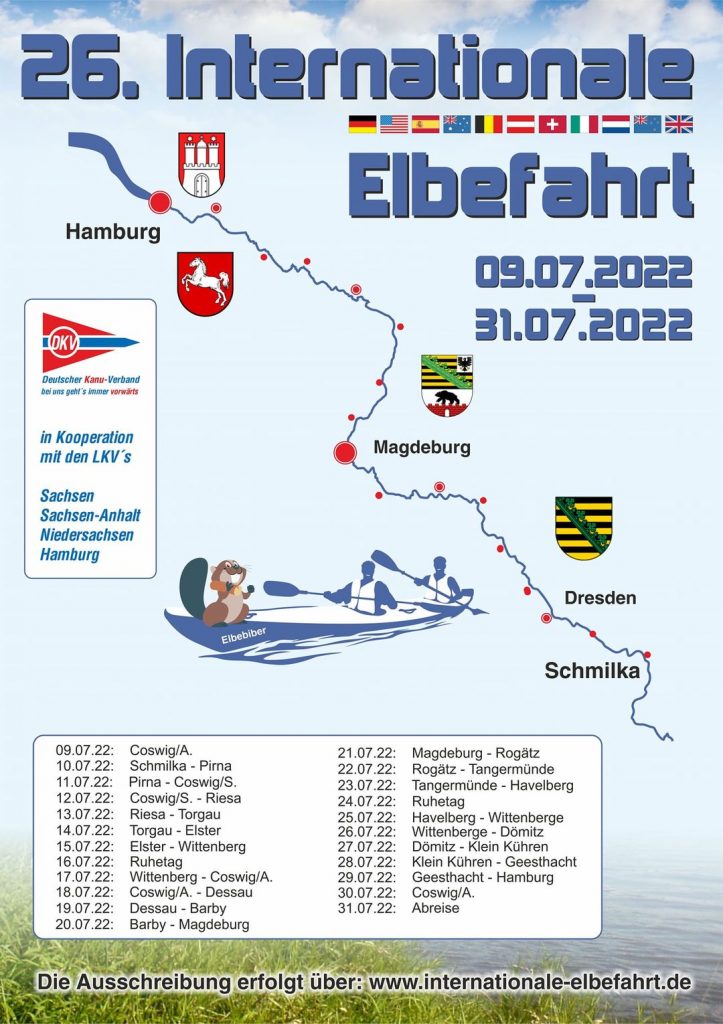 vorläufiger Ablaufplan für die 26. Internationale Elbefahrt im Juli 2022